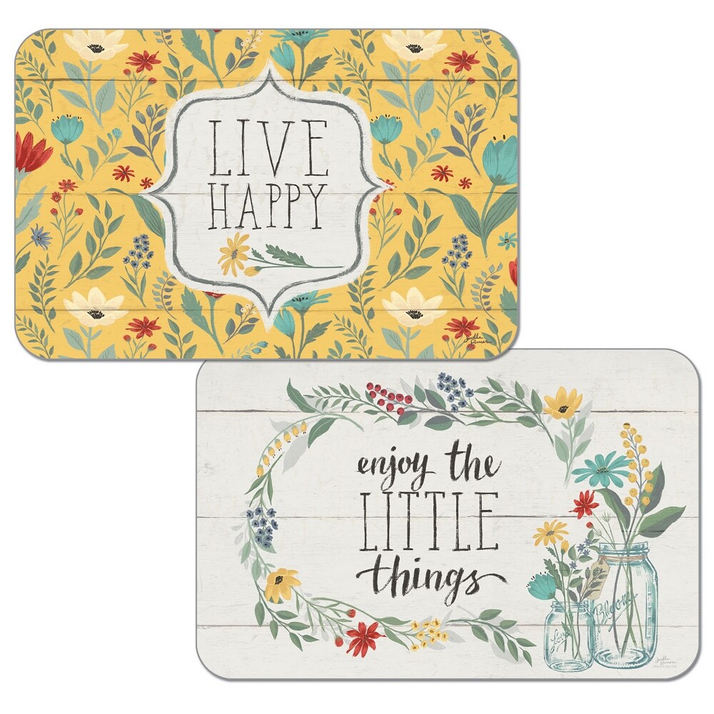 Reversible Wipe clean Counterart Placemats Set of 4   Blooming Thoughts