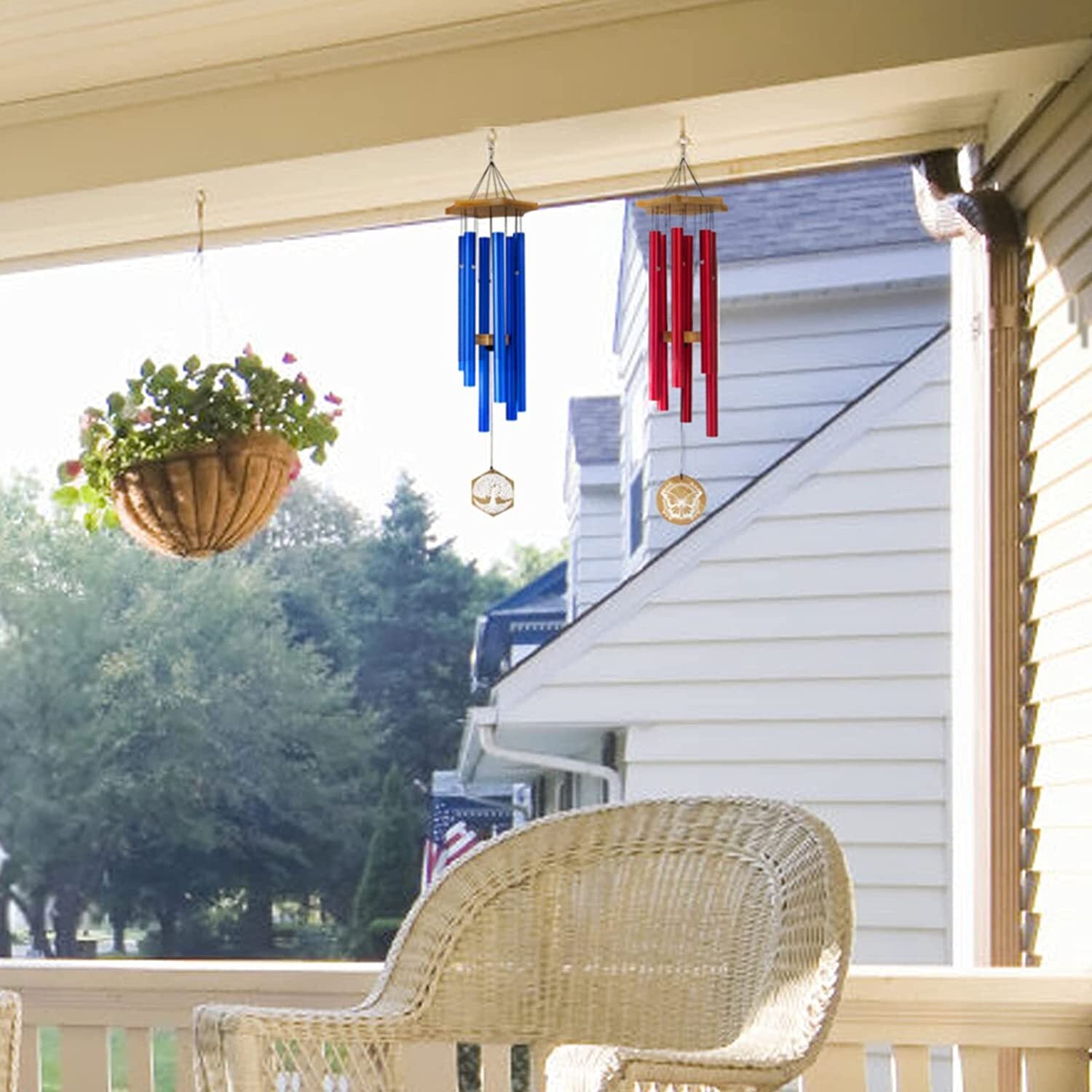 Ymam.Light Large Outdoor Sympathy Wind Chimes - 29inch Windchimes Frosted Blue Tube with Soothing Melodic Tones， for Garden， Yard， Porch， Balcony