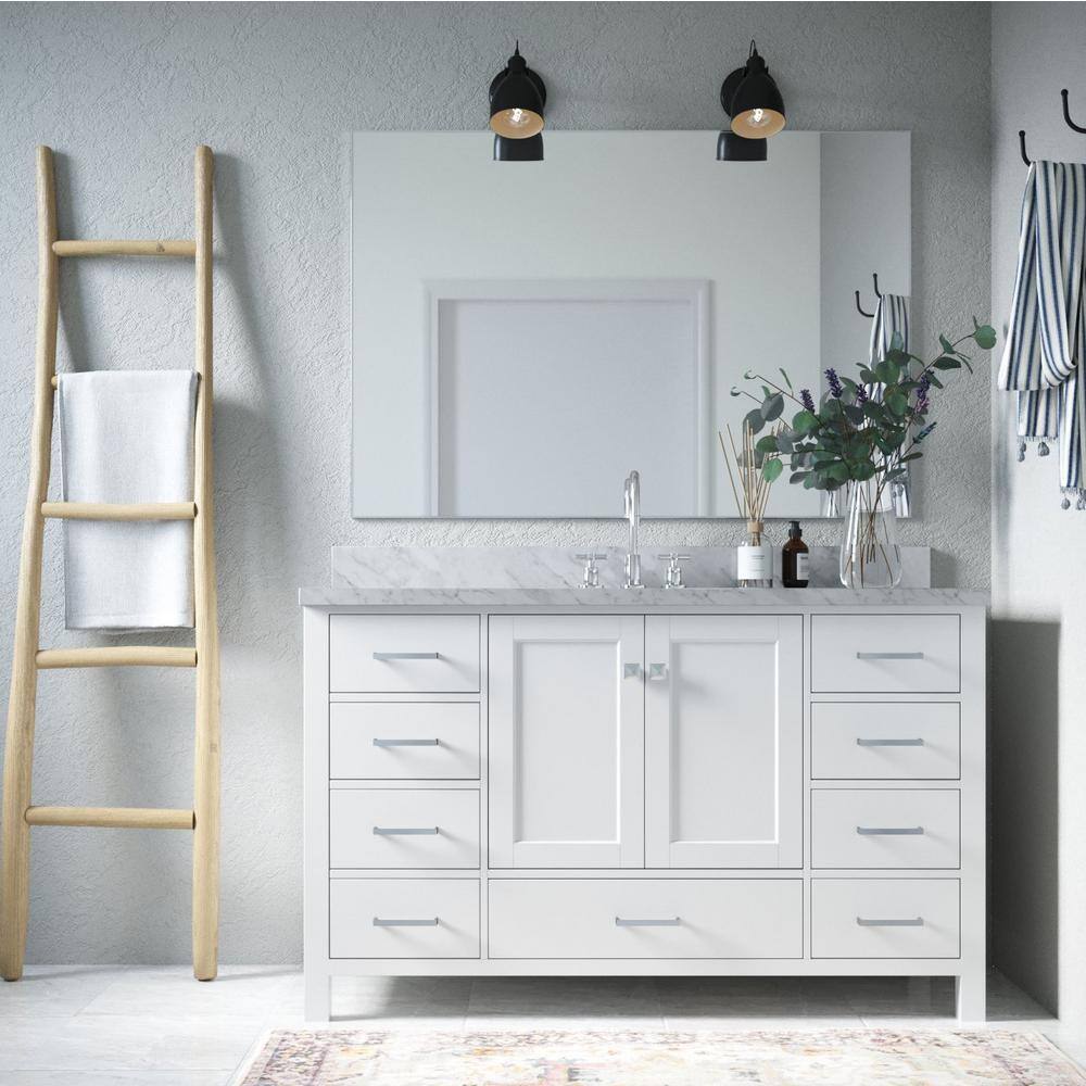 ARIEL Cambridge 54 in. W Vanity Cabinet Only in White A055S-BC-WHT