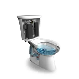 Glacier Bay Power Flush 2-Piece 1.28 Gallons Per Flush GPF Single Flush Elongated Toilet in White with Slow-Close Seat Included N2450E