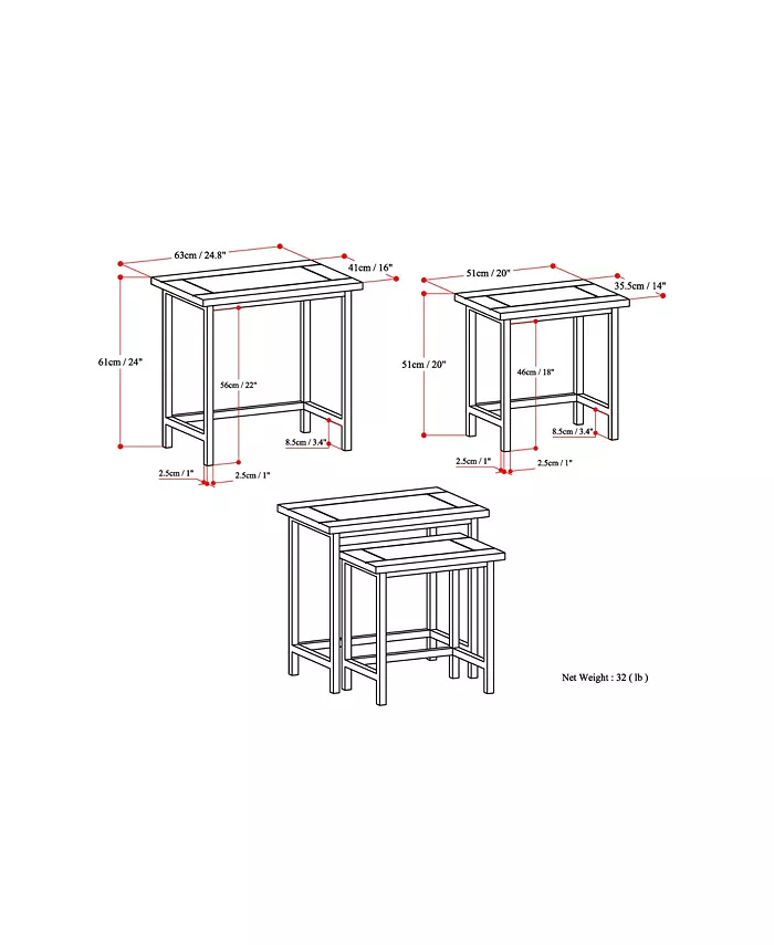 Simpli Home Skyler 2pc Nesting Tables