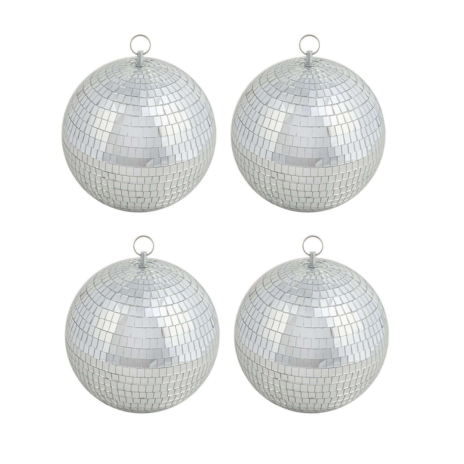 4 Pack Silver Foam Disco Mirror Ball With Hanging Strings, Holiday Christmas Ornaments 6