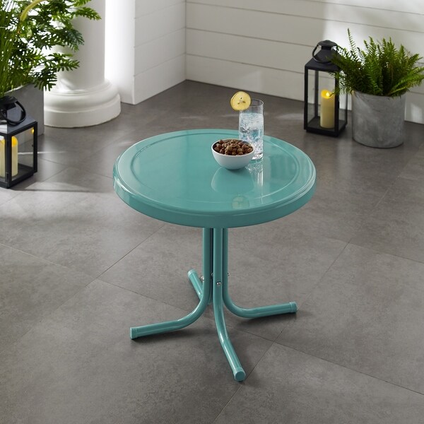 Crosley Retro Metal Side Table In Caribbean Blue