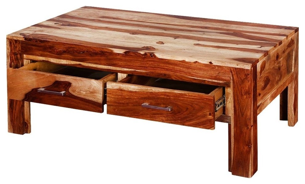 Modern Frontier Indian Rosewood 45 quotCoffee Table w Drawers   Rustic   Coffee Tables   by Sierra Living Concepts Inc  Houzz