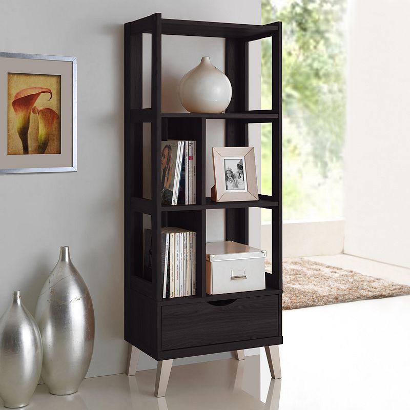 Baxton Studio Kalien Wood Leaning Bookcase