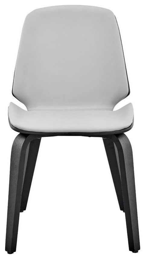 Brinley Gray Faux Leather and Black Wood Dining Room Accent Chair   Contemporary   Dining Chairs   by BisonOffice  Houzz