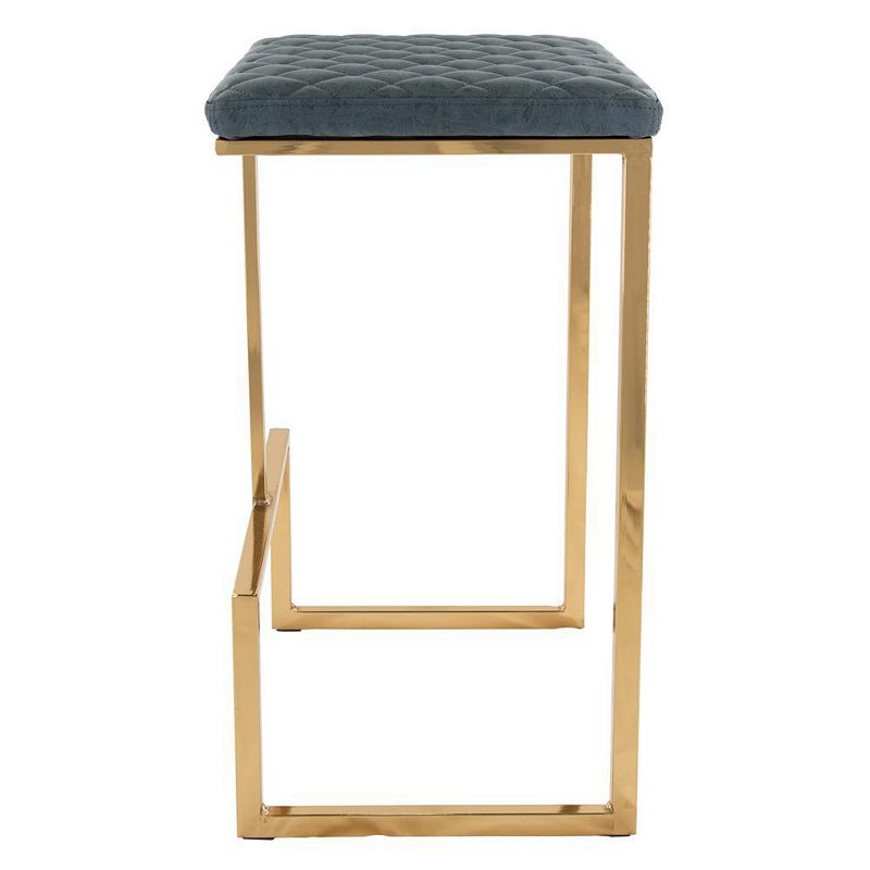 LeisureMod Quincy Leather Bar Stools With Gold Metal Frame Set of 2