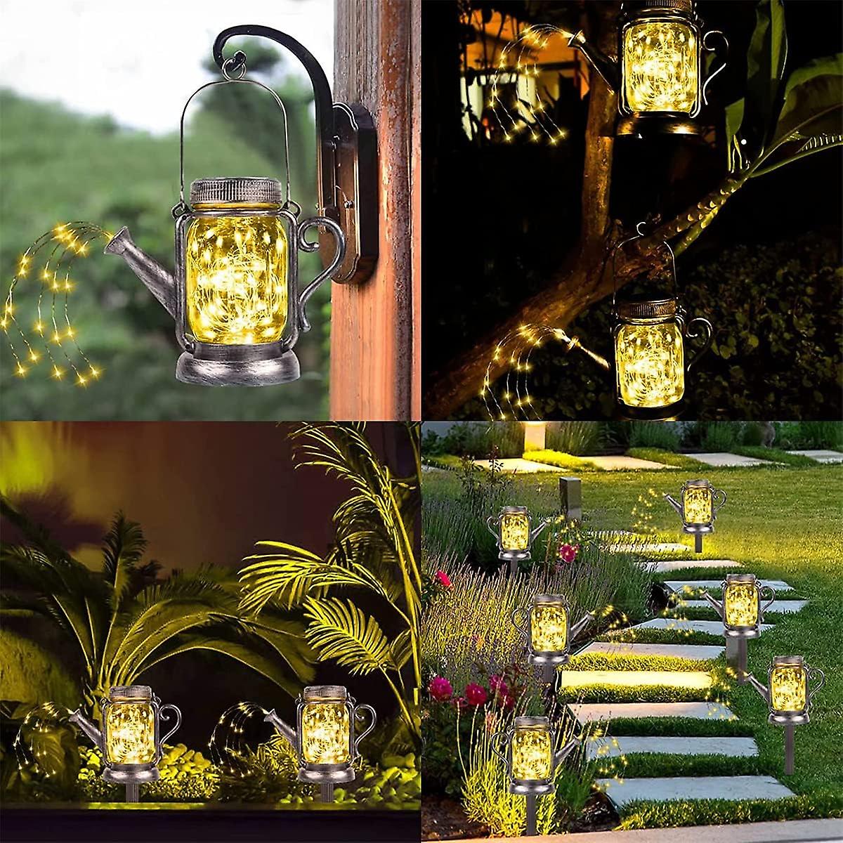 Set Of 2 Solar-powered Mason Jar Hanging Lights With Led String Lights For Patio， Yard， Driveway， Party Decorations， Etc.