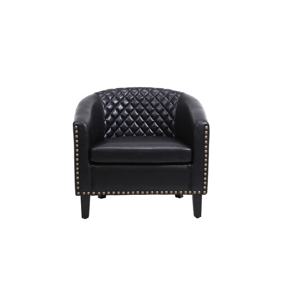 Accent Barrel Chair with Nailheads and Solid Wood Legs