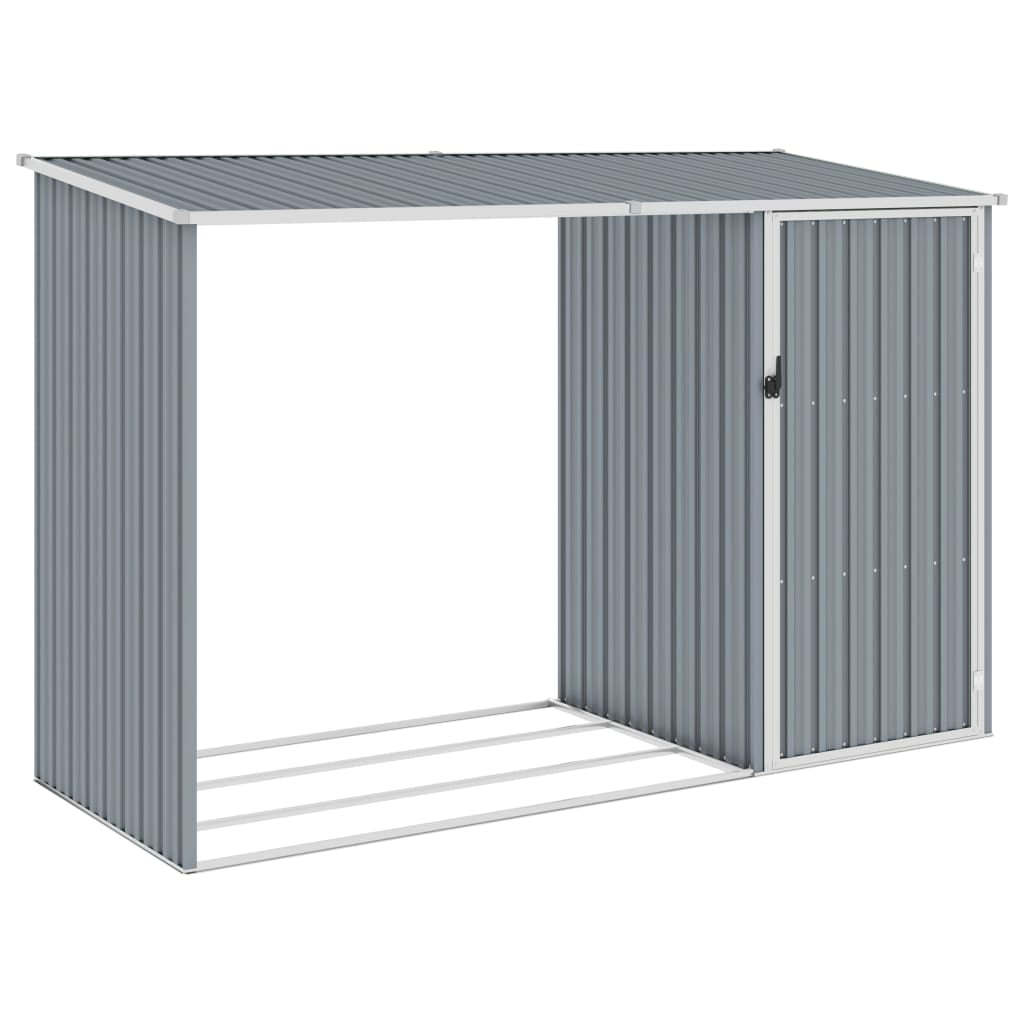 Firewood Shed Charmma Garden Storage Shed Gray 96.5"x38.6"x62.6" Galvanized Steel