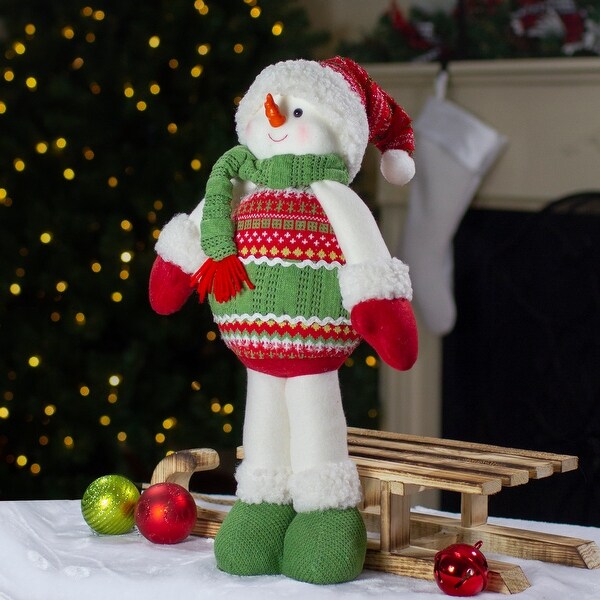 17.5 Red and Green Jolly Plush Snowman Christmas Figure