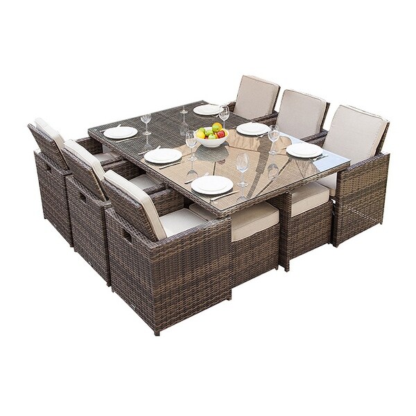 11piece Outdoor Dining Set With Cushions Wicker Furniture by Moda Furnishings