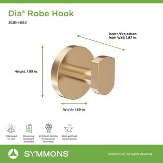 Symmons Dia Wall-Mounted Bathroom Robe Hook in Brushed Bronze 353RH-BBZ