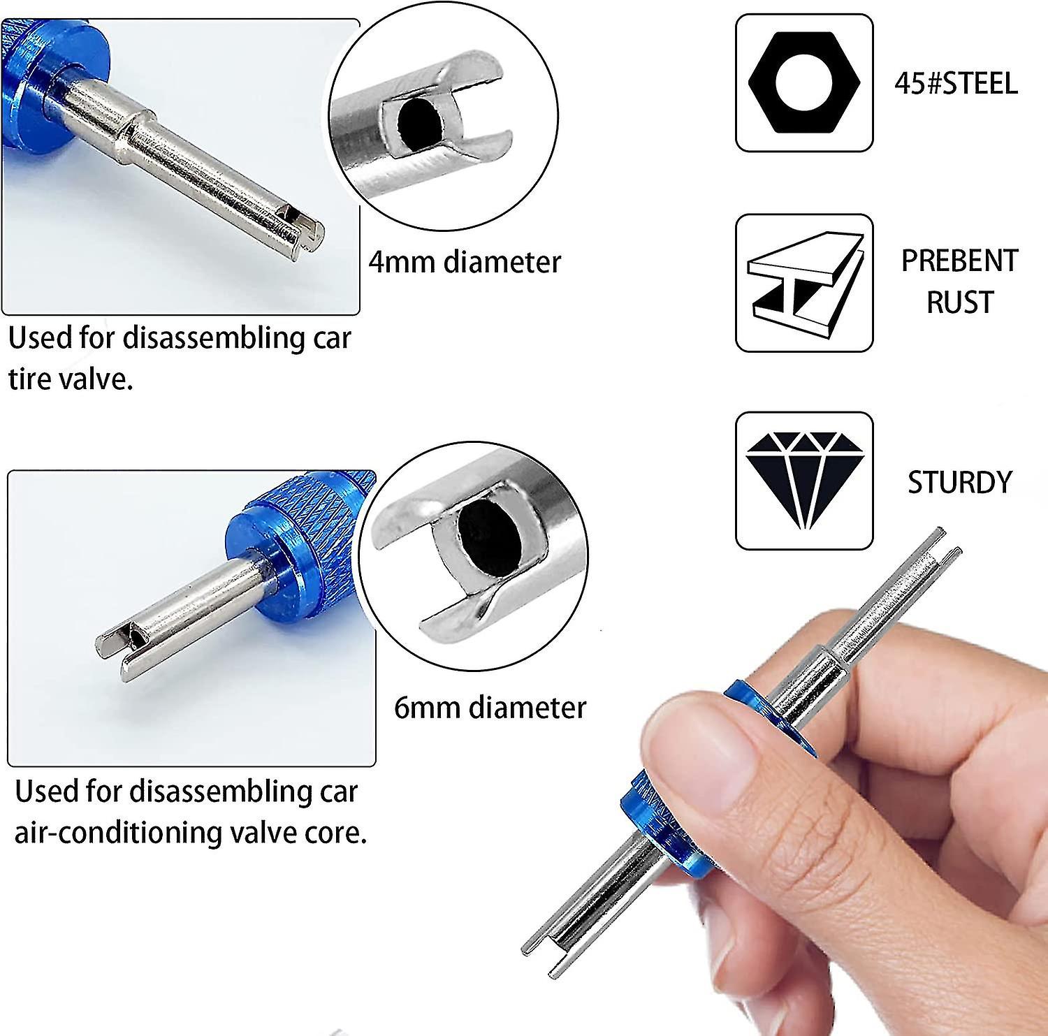 3 Pieces Tire Valve Remover Valve Core Remover Tool， Valve Core Remover Wrench