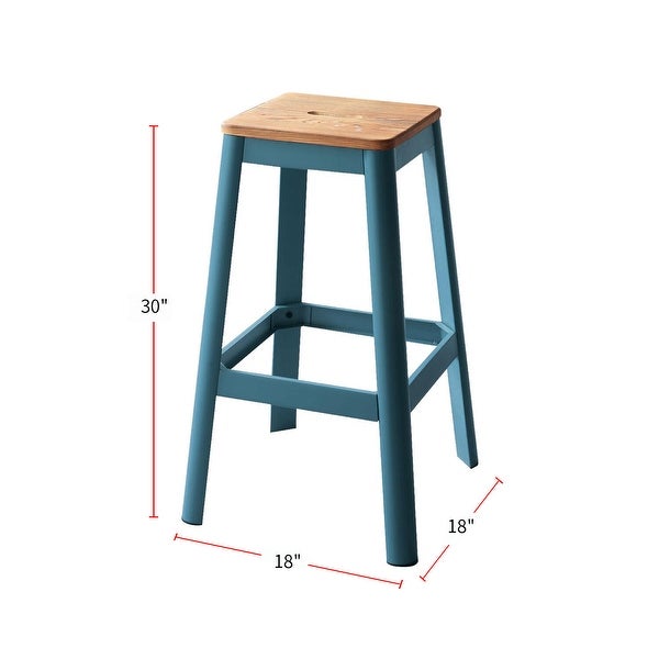 Wood Seat Backless Barstool