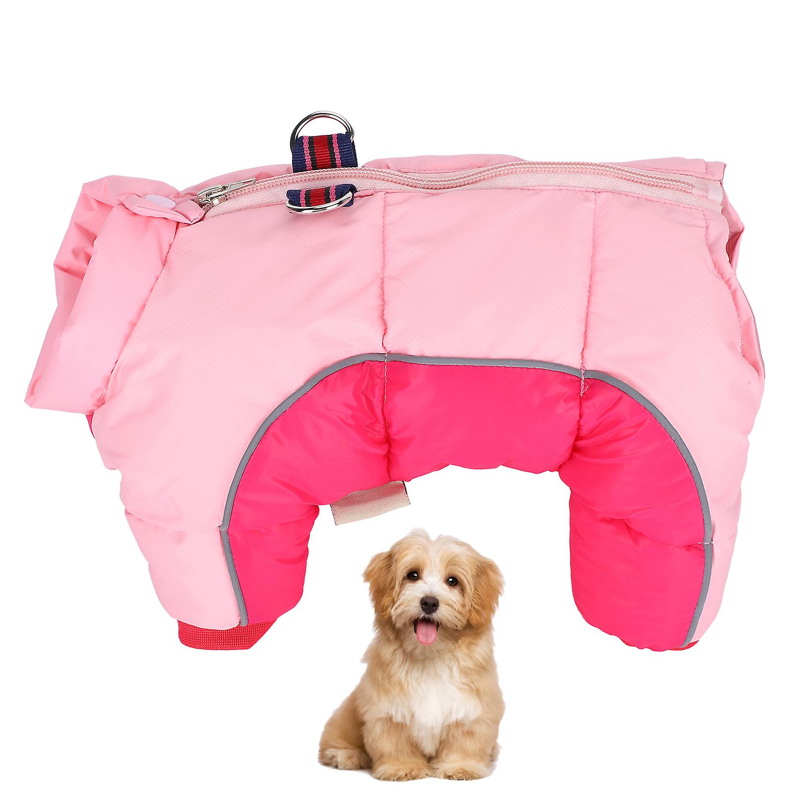 Pet Dog Winter Keep Warm Windproof Clothes Clothing Four Legs With Back Zipper Pink12#