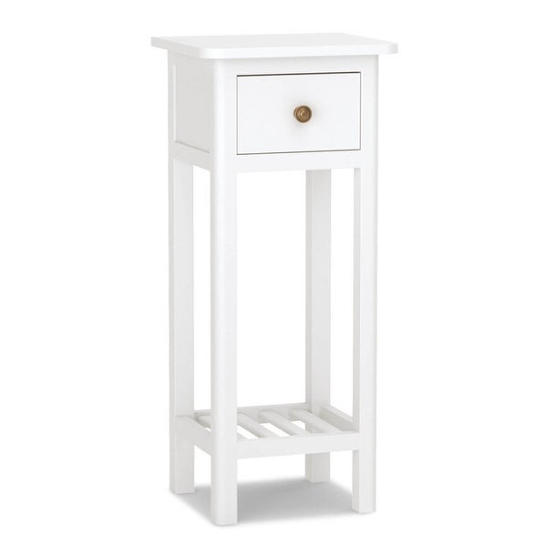 2 Tier Slim SideTable with Drawer Shelf