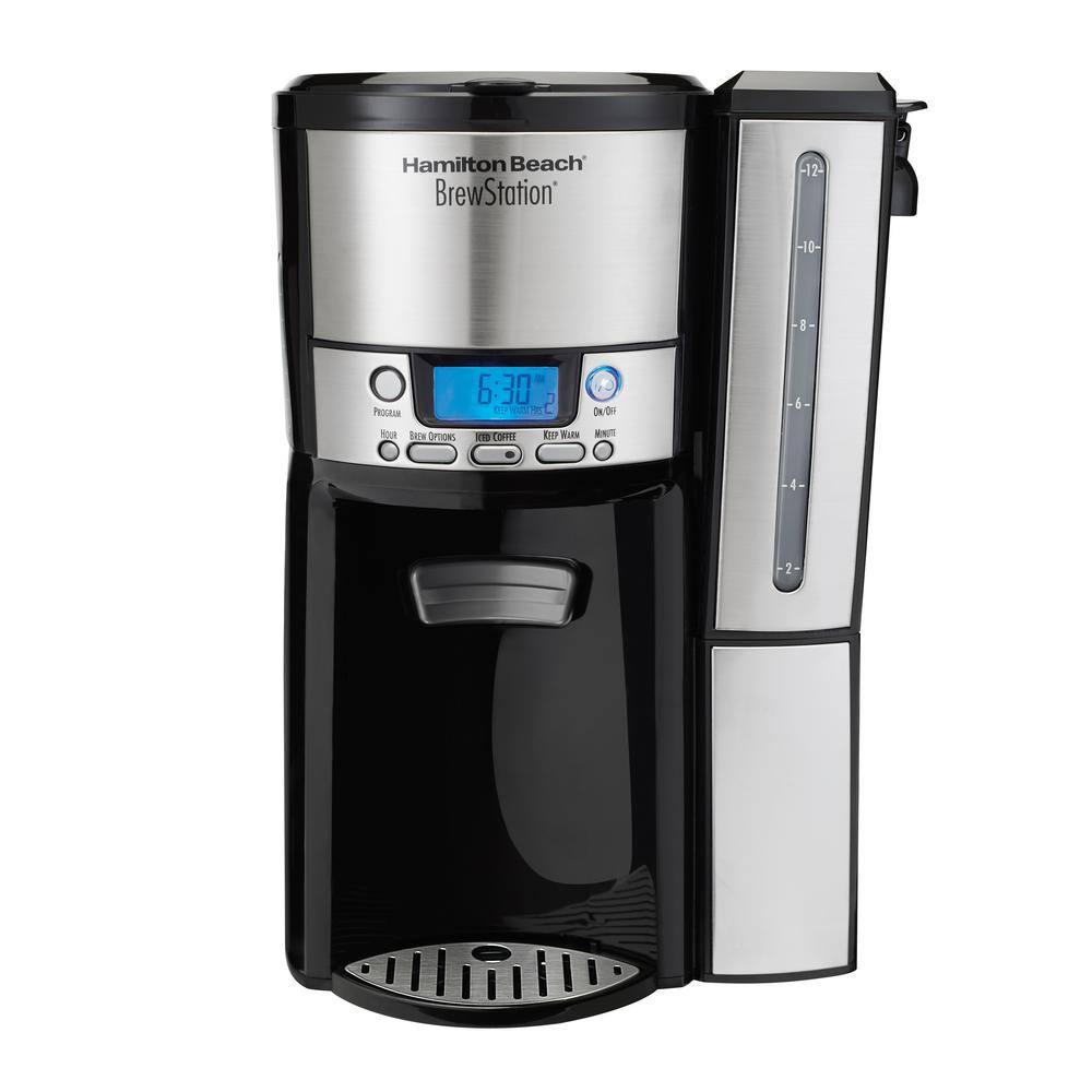 Hamilton Beach BrewStation 12-Cup Programmable Stainless Steel Drip Coffee Maker with Removable Water Reservoir 47950