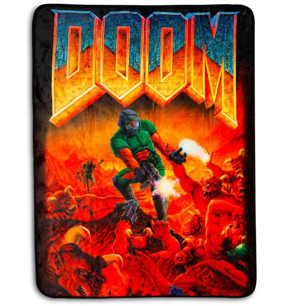 Just Funky Doom Classic Fleece Throw Blanket Cozy Lightweight Blanket 45 X 60 Inches