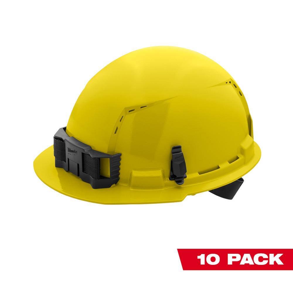 MW BOLT Yellow Type 1 Class C Front Brim Vented Hard Hat with 4-Point Ratcheting Suspension (10-Pack) 48-73-1202X10