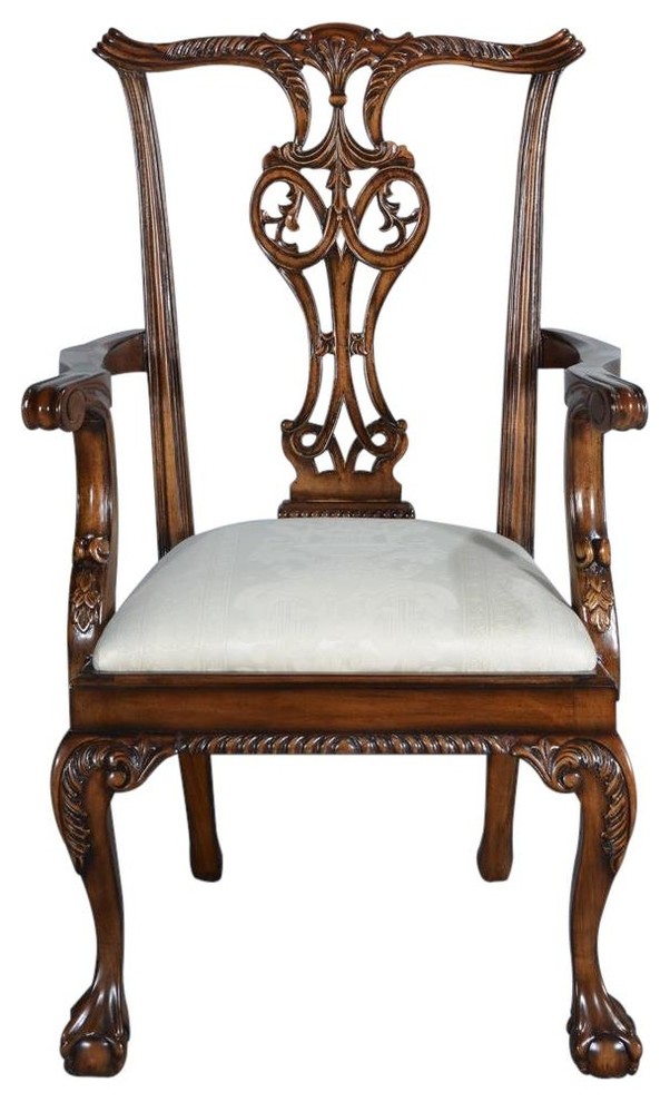 Arm Chair Thomas Duocone  Carved Ball  ampClaw  Rope Trim  Mahogany   Traditional   Armchairs And Accent Chairs   by EuroLuxHome  Houzz