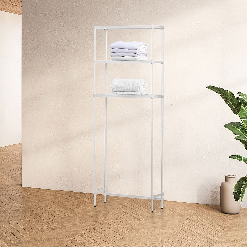 Design Ideas Meshworks 3 Tier Metal Bathroom Storage Shelving Unit Rack， White