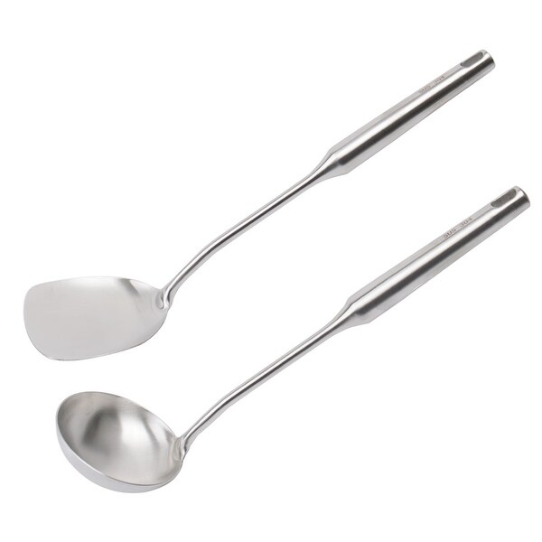 2pcs StainlessSteel Cooking Utensil Set Heat Resistant Seamless Turner - Silver - 13.6