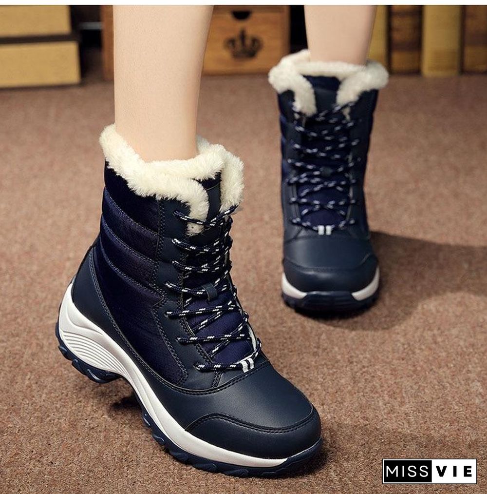 Women Boots Waterproof Winter Snow Boots Platform Warm Ankle Winter Boots With Thick Fur