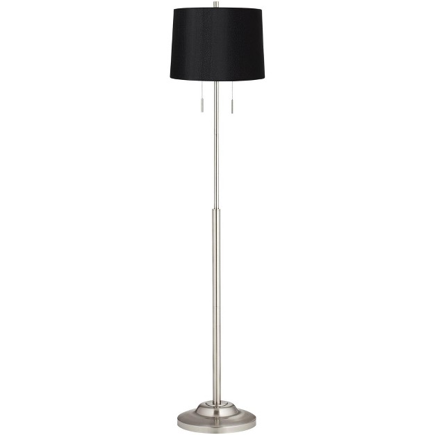 Tall Brushed Nickel Silver Black Hardback Tapered Drum Shade For Living Room Bedroom Office House