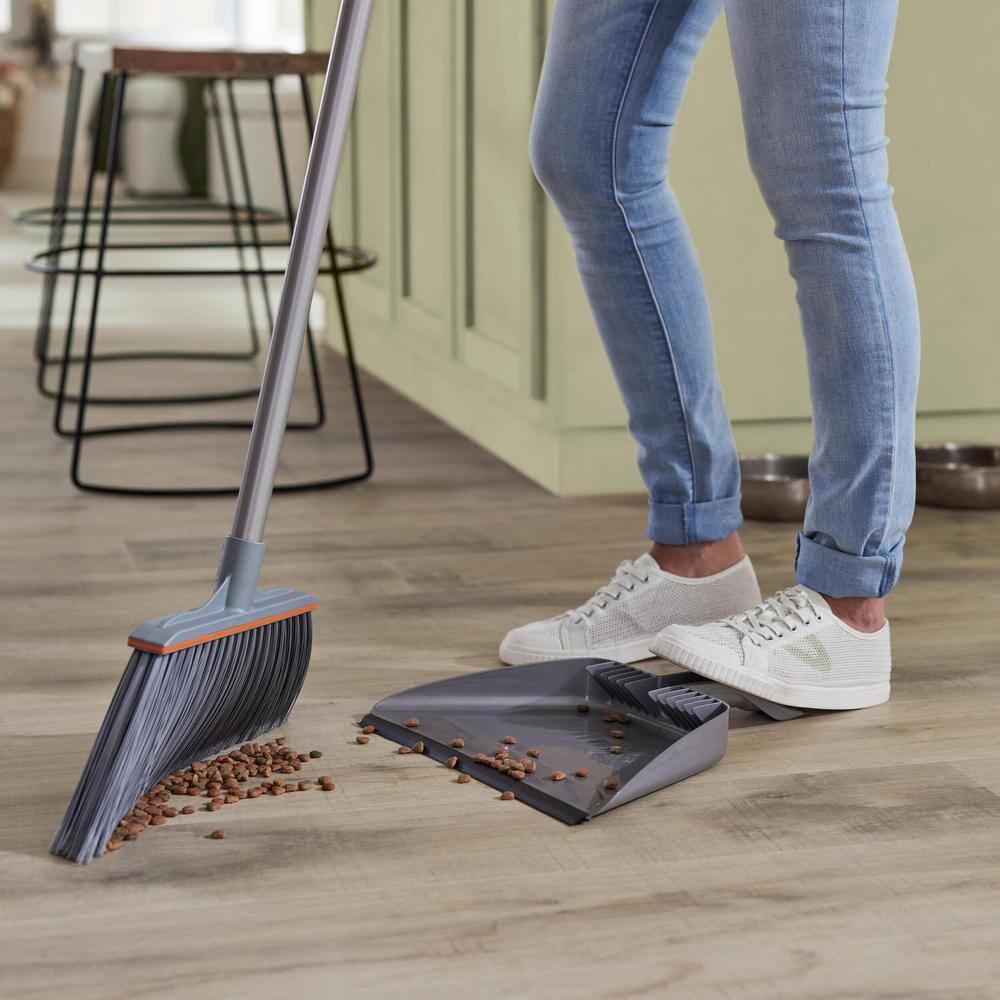 HDX 15 in. Angle Broom and Step-On Dustpan Set 2132