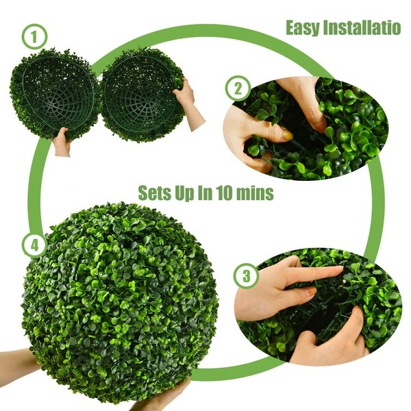 2 Pieces Artificial Boxwood Topiary UV Protected Indoor Outdoor Balls