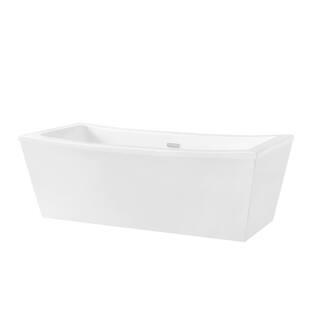 OVE Decors Terra 70 in. Acrylic Double Slipper Flatbottom Non-Whirlpool Center Drain Bathtub in White Terra 70