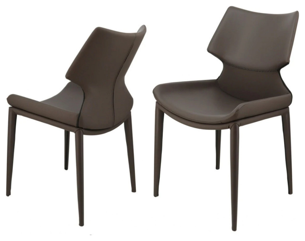 Saria Contemporary Gray Eco  Leather Dining Chair  Set of 2   Midcentury   Dining Chairs   by V.S.D Furniture  Houzz