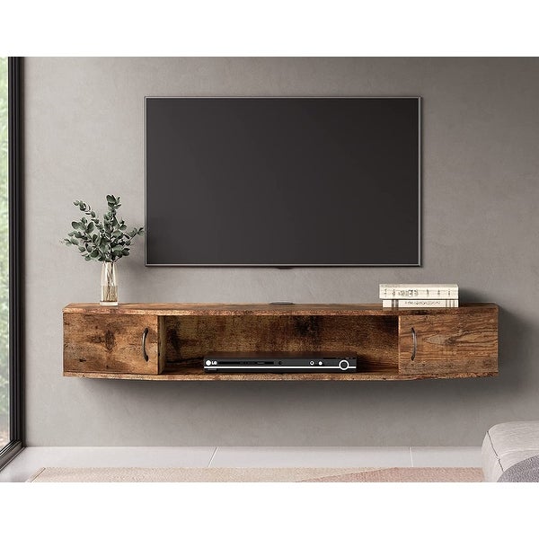 FITUEYES Wall Mounted TV Media Console Floating Desk Storage Hutch