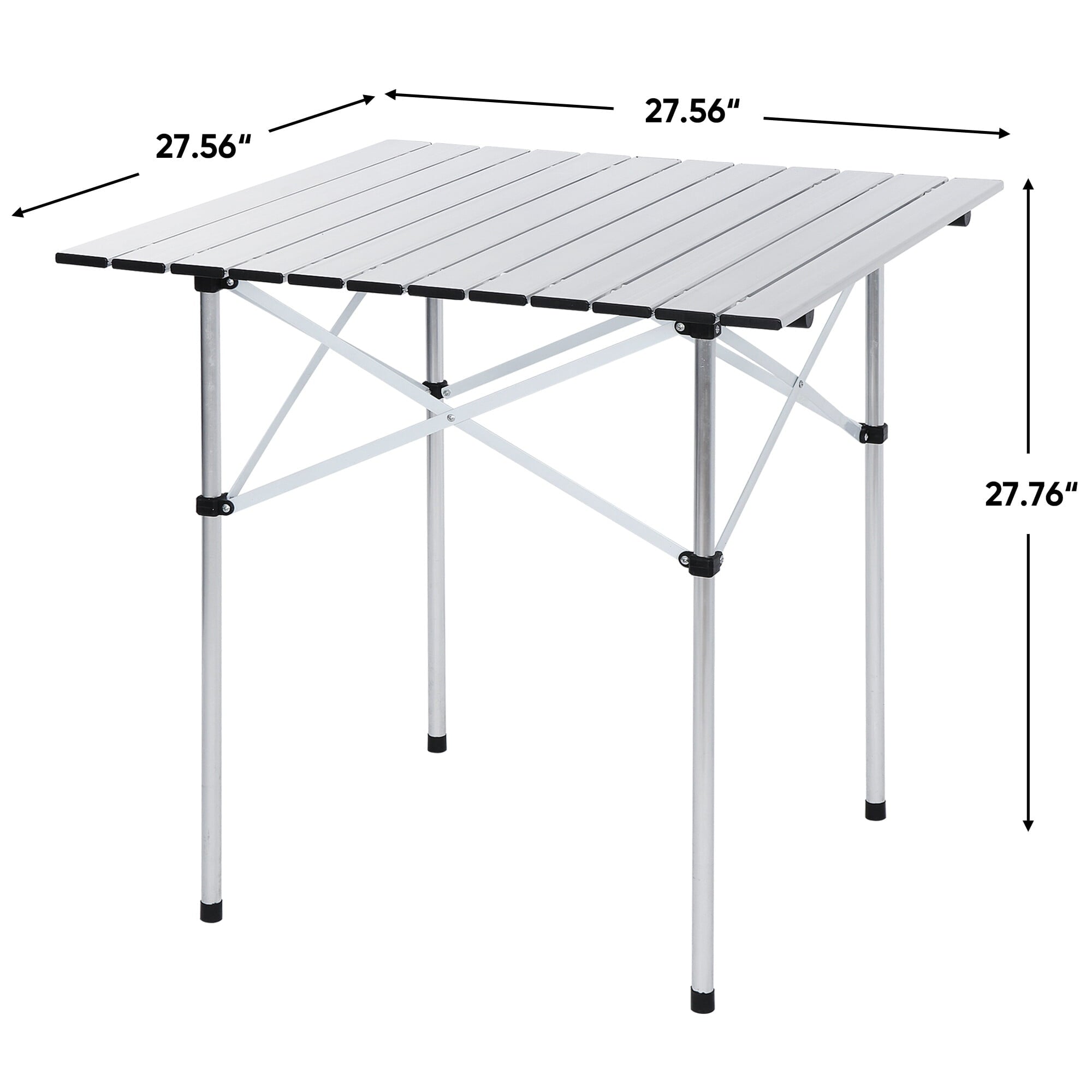 HomGarden Foldable Aluminum Roll-up Camping Table, Portable Outdoor Lightweight for Camping, Beach, Party W/Carry Bag, Silver