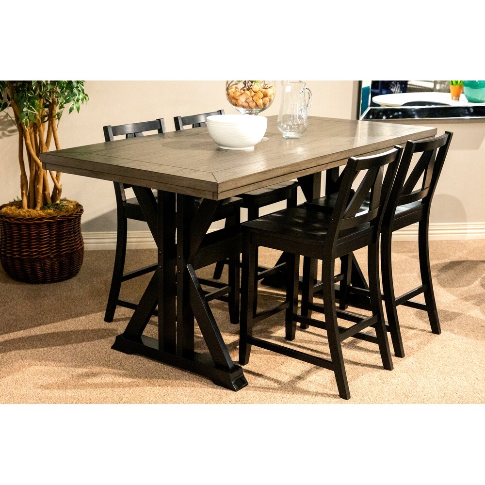 Coaster Furniture Bairn Barn Grey and Black Sand Trestle Counter Height Table