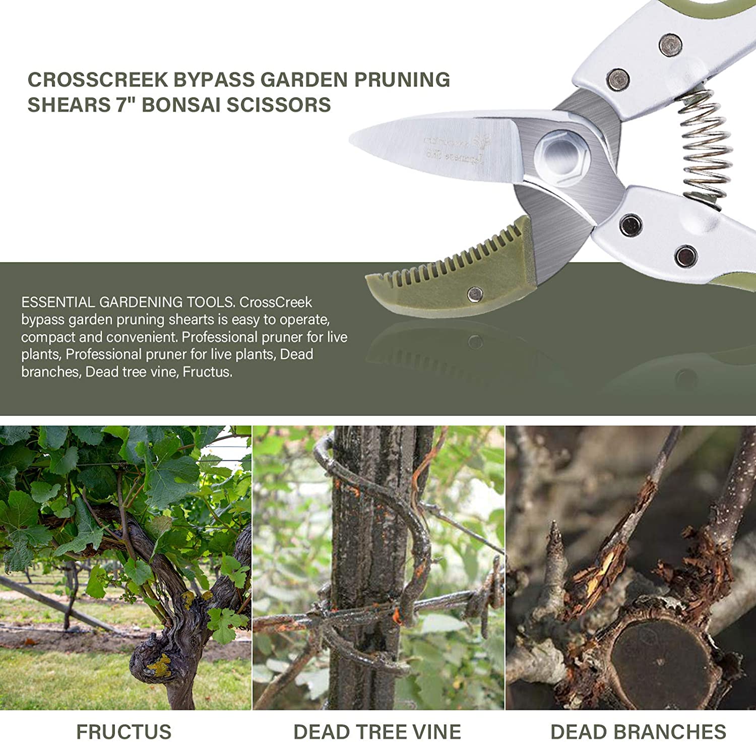 CrossCreek Garden Pruner Hand Shears Tree Trimmers Hedge & Garden Shears - 5/8 inch Cutting Capacity Professional Hand Pruners for Withered Branches 6146-13902-01A