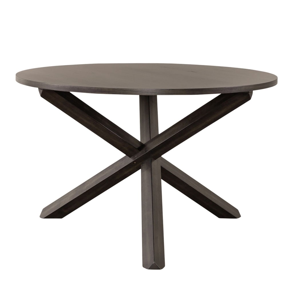 Roundhill Furniture Almeta Dining Set   Crisscross X Base Round Table with 4 Chairs in Dark Umber Brown Finish