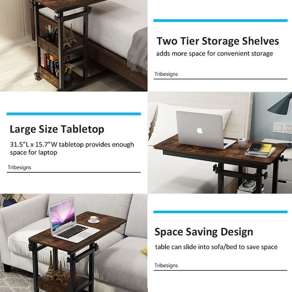 Height Adjustable C Table， Sofa Bedside Laptop Snack Side Table