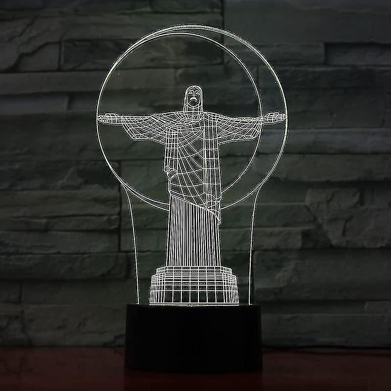 3d Christ The Savior Night Light Touch Table Desk Optical Illusion Lamps 7 Color Changing Lights Hom