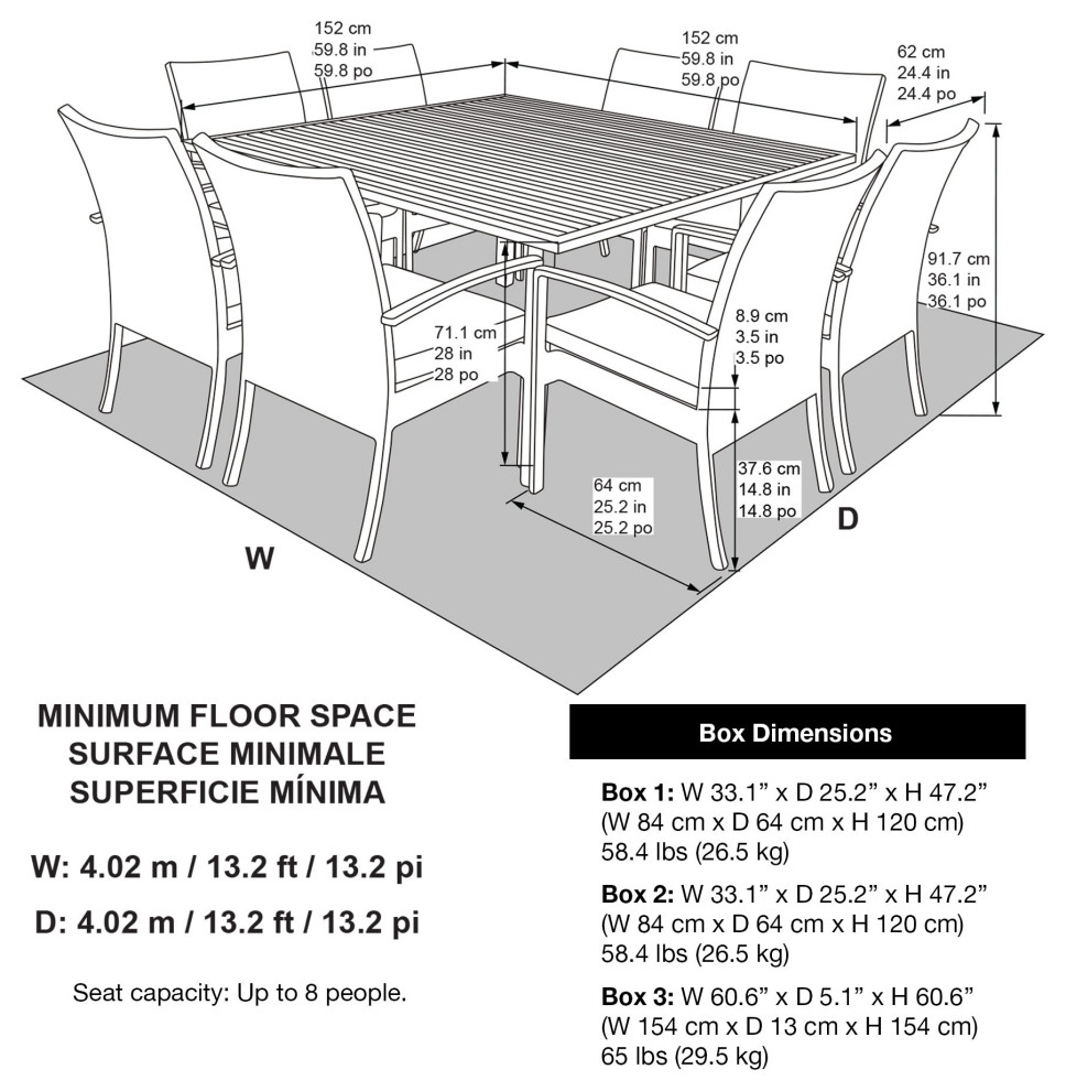 OVE Decors Monaco 9 Piece Dining Set in Dark Grey   Tropical   Outdoor Dining Sets   by OVE Decors  Houzz