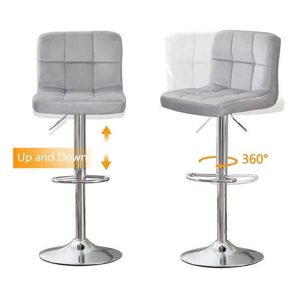 Velvet Back Bar Stools Set of 2 With Height Adjustable And Swivel