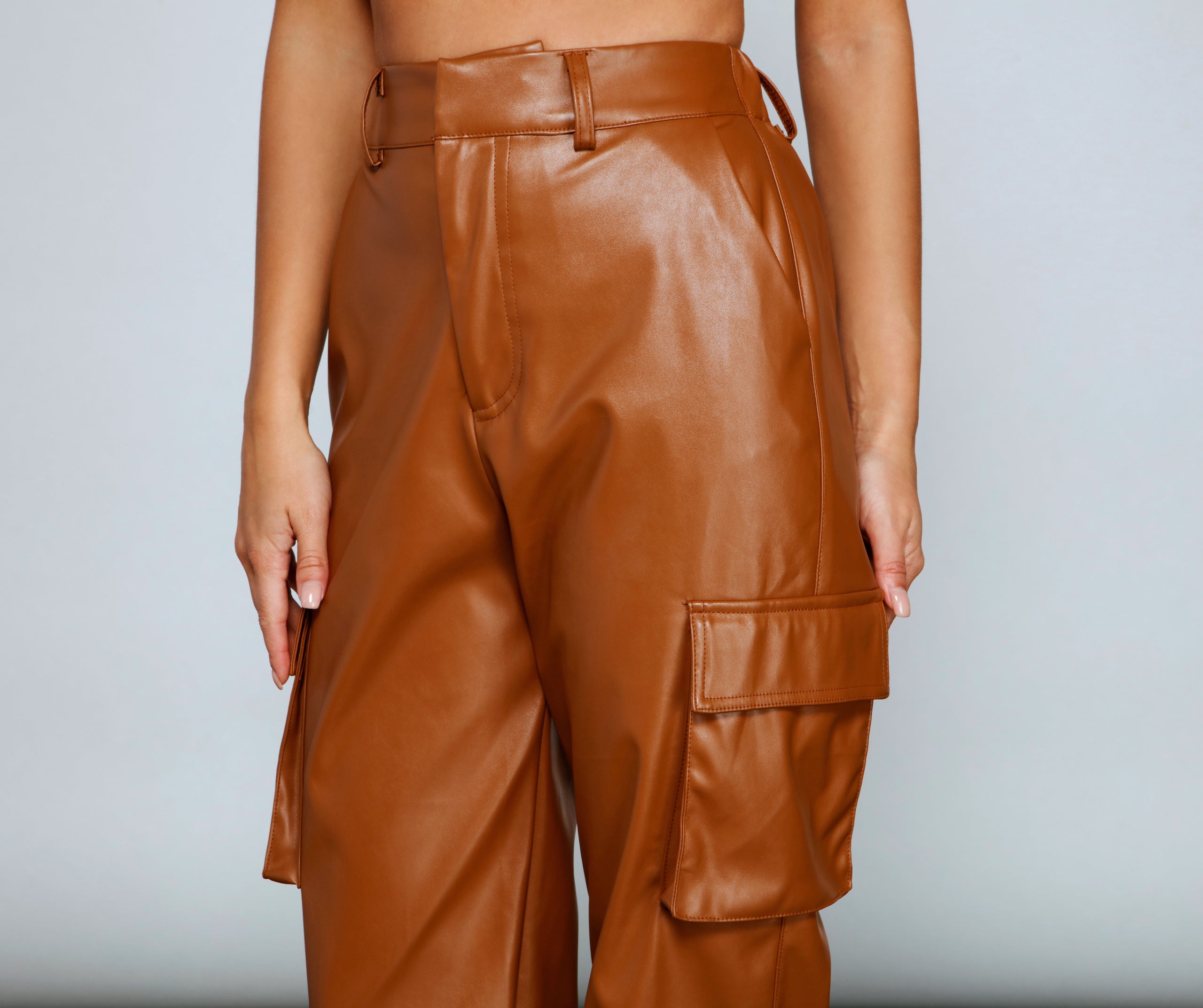 Trendy-Chic Faux Leather Joggers