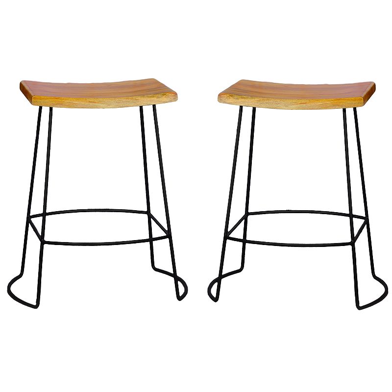 Carolina Forge Reece Saddle Counter Stool 2-piece Set