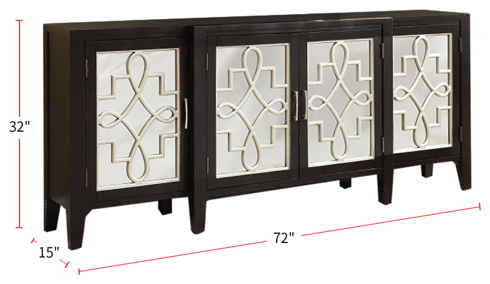 Antique Black TV Stand with 4 Doors   Transitional   Entertainment Centers And Tv Stands   by Simple Relax  Houzz