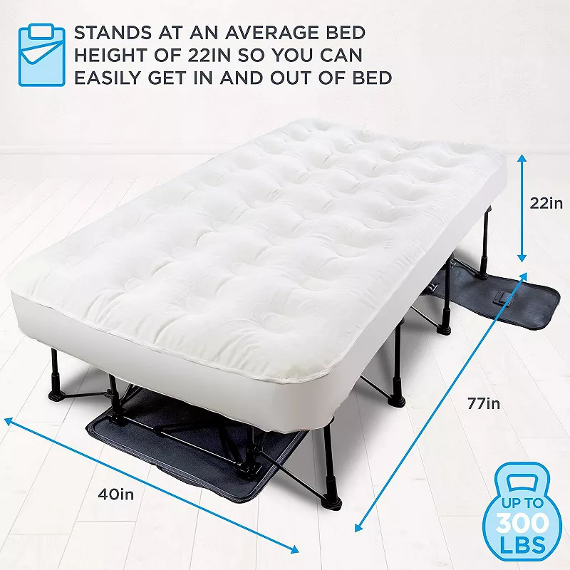 Ivation EZ-Bed， Twin Air Mattress with Built In Pump， Easy Inflatable Mattress