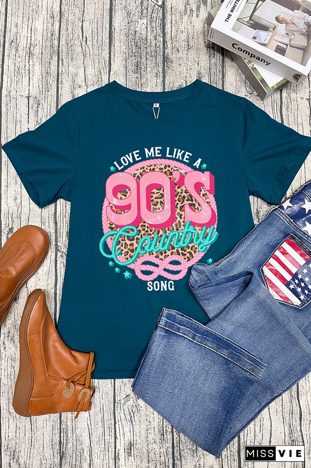 Love Me Like A 90's Country Song Short Sleeve Graphic Tee Wholesale