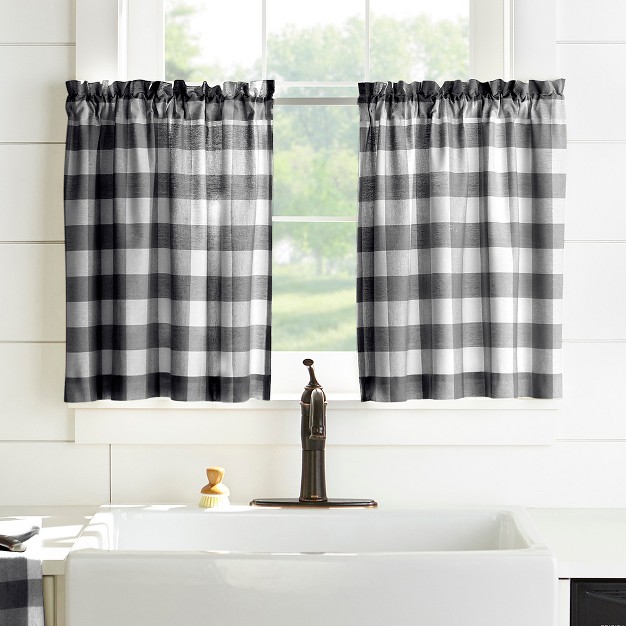 Farmhouse Living Buffalo Check Kitchen Tier Window Curtain Set Of 2 Elrene Home Fashions