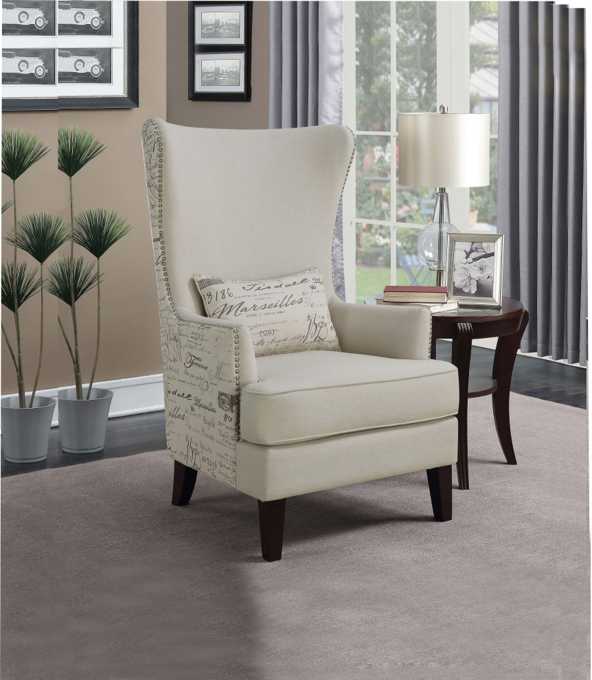 Pippin Curved Arm High Back Accent Chair Cream   Modern   Armchairs And Accent Chairs   by Modon  Houzz