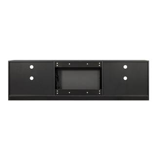 79 in. Black Modern Fireplace TV Stand with Open Shelf Fits TV's up to 70 in. with RGB Light D-W331S00042